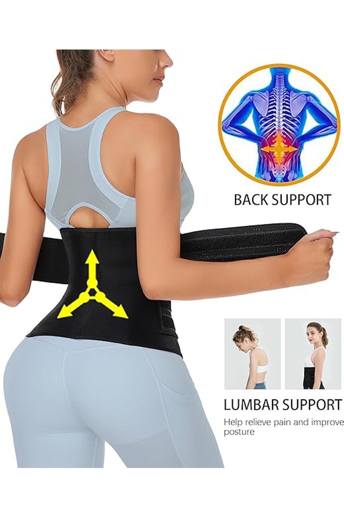 OLYSON Adjustable Waist Trainer, Slimming Belt with Tummy Sauna Bandage Wrap, Waist Trimmer Belt Belly Body Shaper Compression Wrap, Plus Size Corset Waist Trainer for Women and Men (Size:L) - Image 4