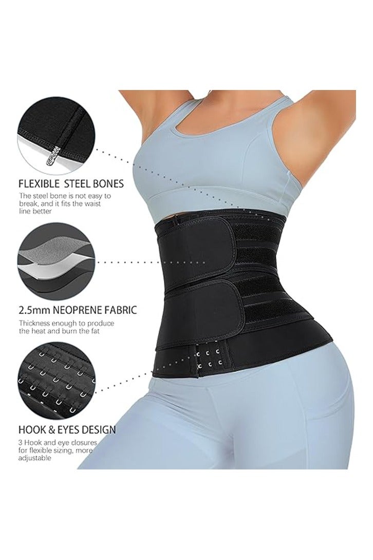 OLYSON Adjustable Waist Trainer, Slimming Belt with Tummy Sauna Bandage Wrap, Waist Trimmer Belt Belly Body Shaper Compression Wrap, Plus Size Corset Waist Trainer for Women and Men (Size:L) - Image 5