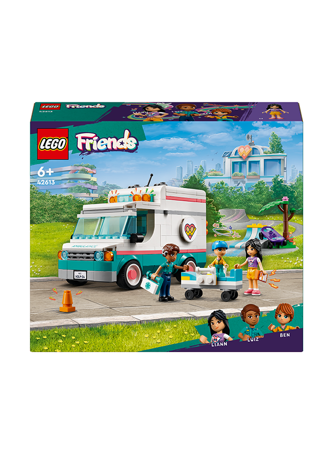 ليغو 42613 Friends Heartlake City Hospital Ambulance Set With 3 Characters, Gift Idea For Kids, Girls And Boys Aged 6 Years And Over, Social-Emotional Toy, Medical Emergency Vehicle (344 Pieces)