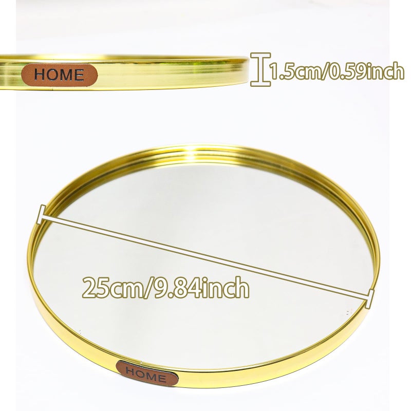 SEMSOIIO Luxury Mirrored Decorative Tray, Round Glass Mirror Vanity Tray for Perfume and Jewelry Display, Modern Makeup Storage Organizer for Dresser, Bathroom, Coffee Table, Kitchen Counter - Image 2