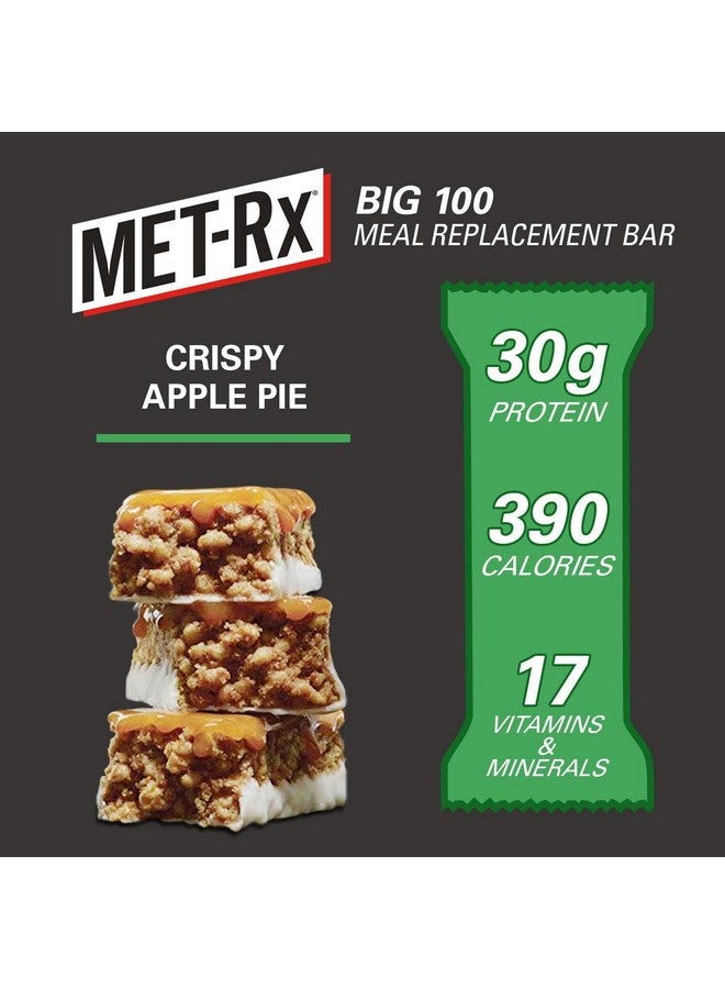 مت ركس بار بروتين MET-Rx Big 100، بديل للوجبات، 30 جرام بروتين، خالٍ من الجلوتين، فطيرة التفاح المقرمشة، 3.52 أونصة لكل منهما، 8 قطع (قد يختلف التغليف) - Image 3