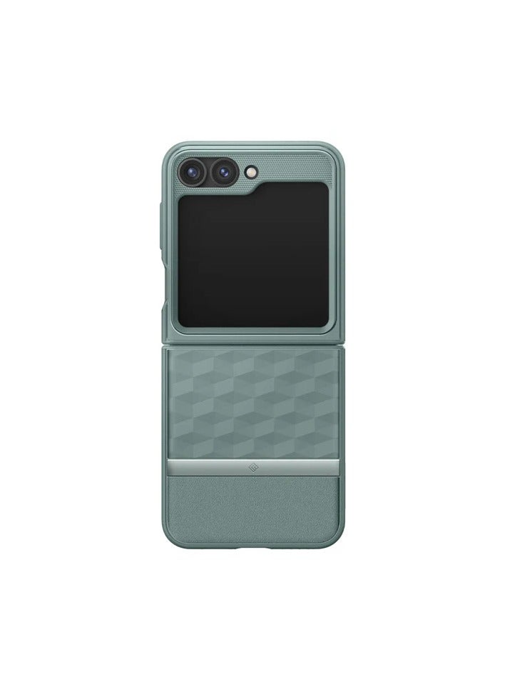 Caseology Parallax 3D Ergonomic Pattern Protective Case Compatible with Samsung Galaxy Z Flip 6 Case (2024) -Sage Green
