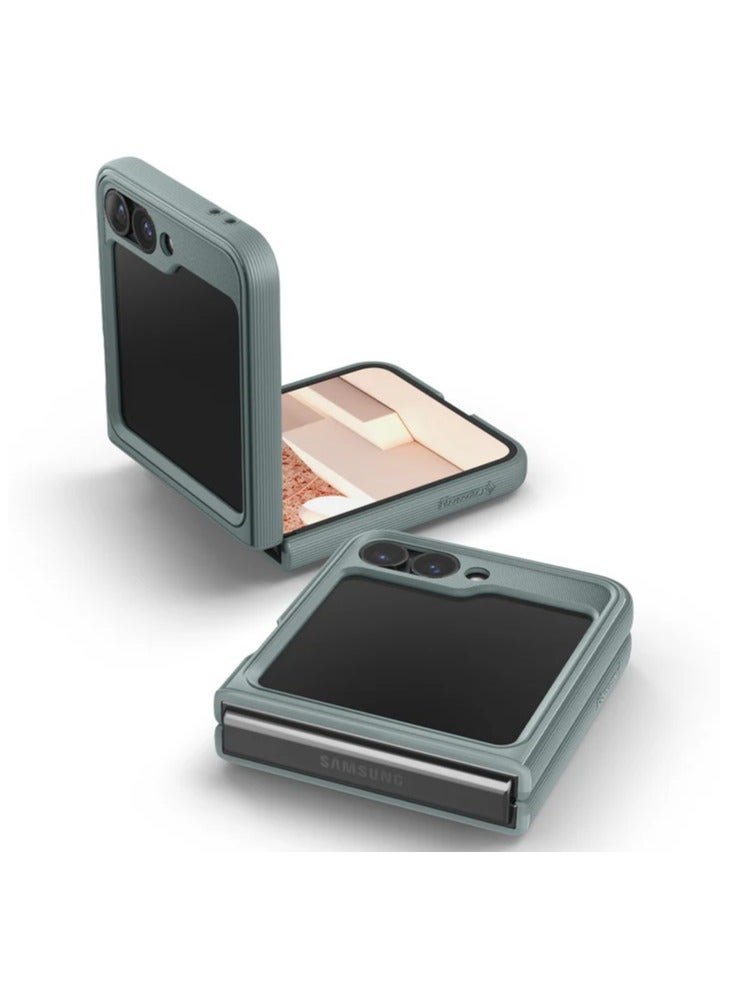 Caseology Parallax 3D Ergonomic Pattern Protective Case Compatible with Samsung Galaxy Z Flip 6 Case (2024) -Sage Green