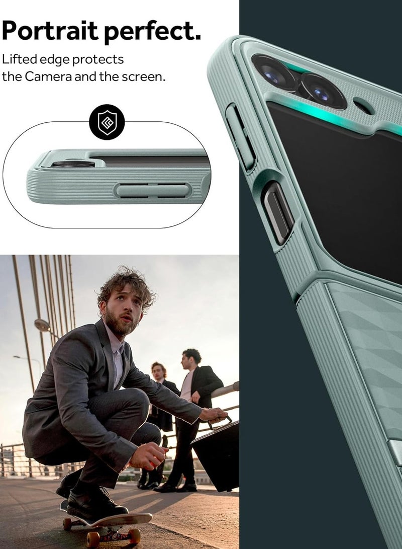 Caseology Parallax 3D Ergonomic Pattern Protective Case Compatible with Samsung Galaxy Z Flip 6 Case (2024) -Sage Green