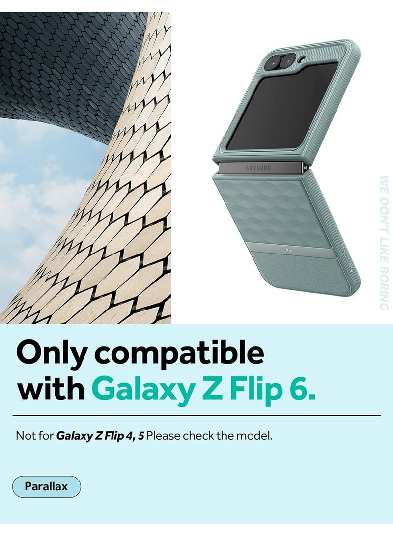 Caseology Parallax 3D Ergonomic Pattern Protective Case Compatible with Samsung Galaxy Z Flip 6 Case (2024) -Sage Green