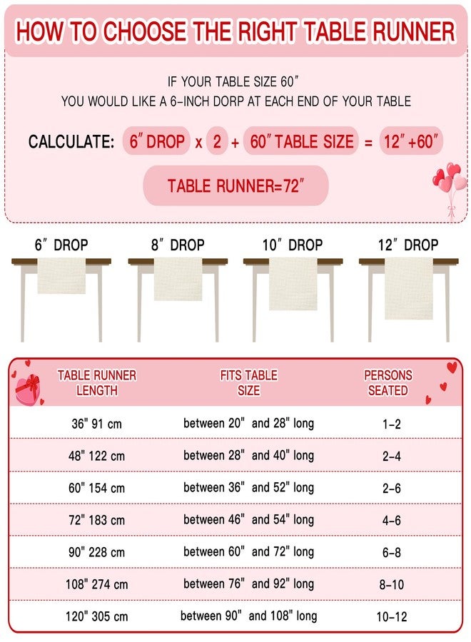Artscope Red Love Hearts Valentine's Day Table Runner, Anniversary Wedding Holiday Kitchen Dining Table Decoration for Valentine Home Decor 13x72 Inch - Image 5