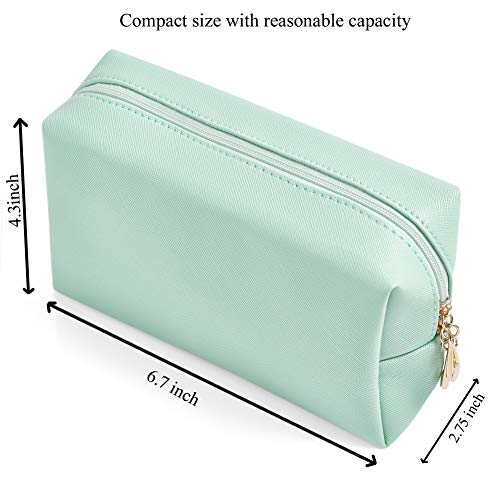 Sohynca PU Leather Cosmetic Bag for Women Minimalism Makeup Bag for Daily Use Portable Storage Purse Small Neat Cosmetic Pouch Water-resistant Toiletry Bag for Travel (Green) - Image 2