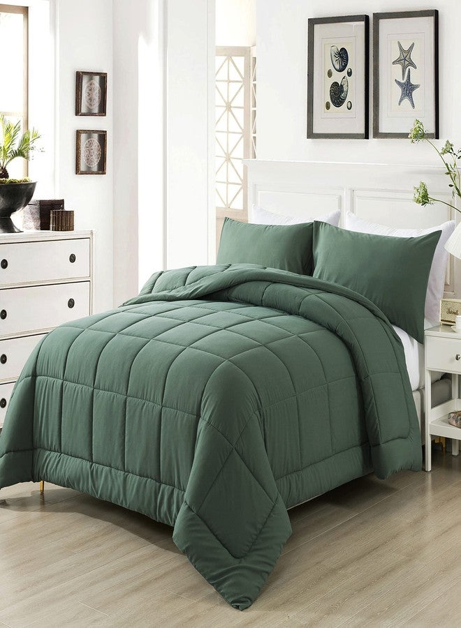 DOWNCOOL Full Size Comforter Sets -All Season Bedding Comforters Sets with 2 Pillow Cases -3 Pieces Bed Set Down Alternative Comforter Set -Sage Green Bedding Sets Full(82"x86") - Image 2