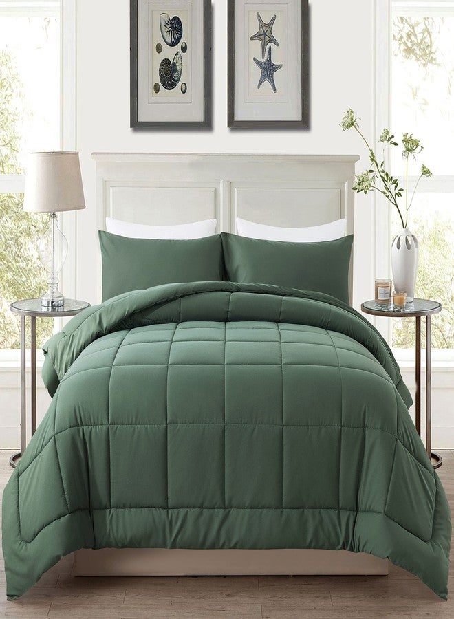 DOWNCOOL Full Size Comforter Sets -All Season Bedding Comforters Sets with 2 Pillow Cases -3 Pieces Bed Set Down Alternative Comforter Set -Sage Green Bedding Sets Full(82"x86") - Image 1