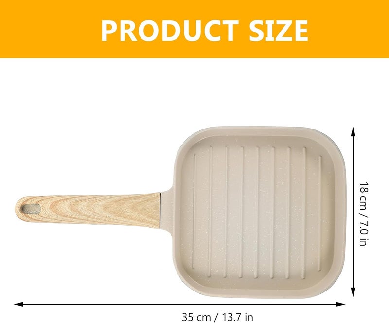 Nonstick Steak Skillet Small Kitchen Frying Pan Universal Induction Base, Cream White Multifunctional Cooking Pan for Home and Everyday Use - Image 2