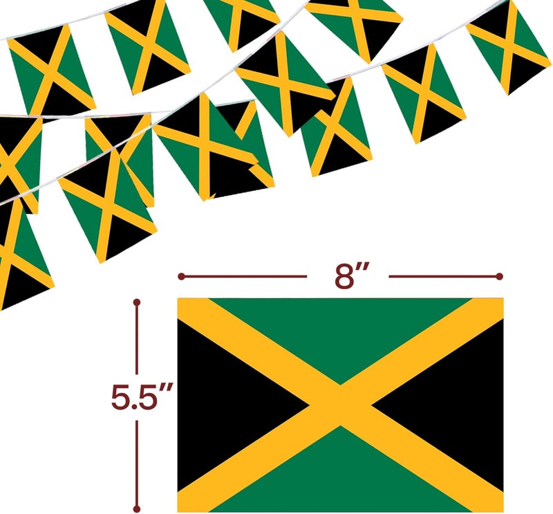 Anley Jamaica String Flag Pennant Banners, Patriotic Events 6th of August Independence Day Decoration Sports Bars - 33 Feet 38 Flags - Image 3