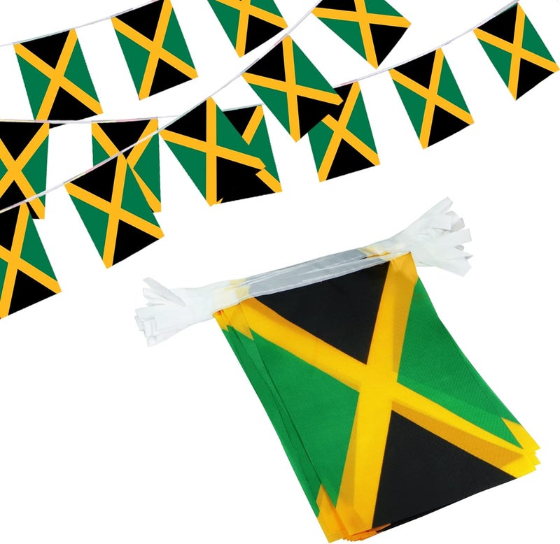 Anley Jamaica String Flag Pennant Banners, Patriotic Events 6th of August Independence Day Decoration Sports Bars - 33 Feet 38 Flags - Image 1