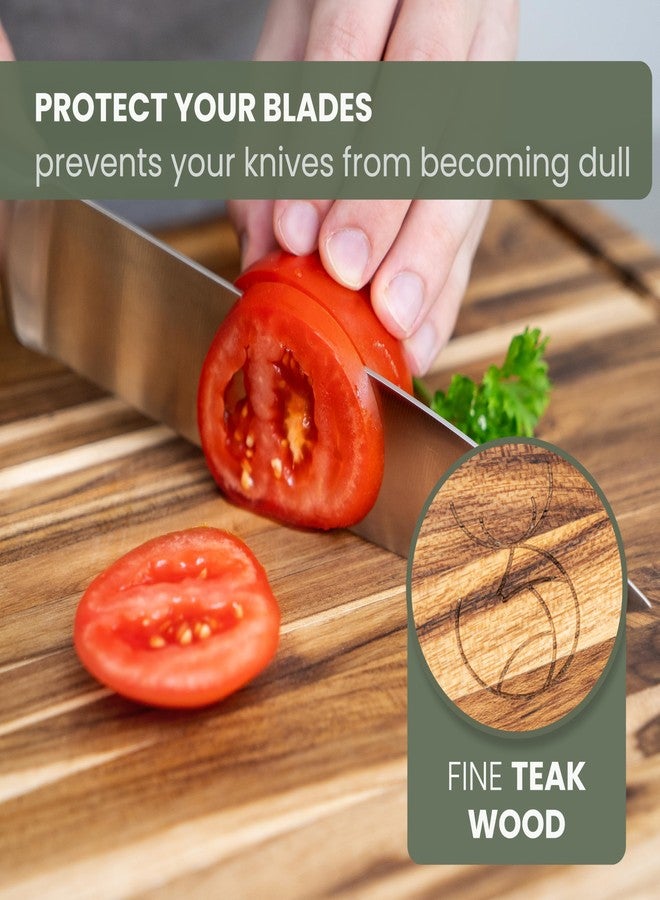 WALDWERK Large Teak Wood Cutting Board (18 x 14 x 1.2") - Solid Wood Cutting Board - Large Teak Wood Chopping Board - Wooden Butcher Block for Kitchen - Image 5