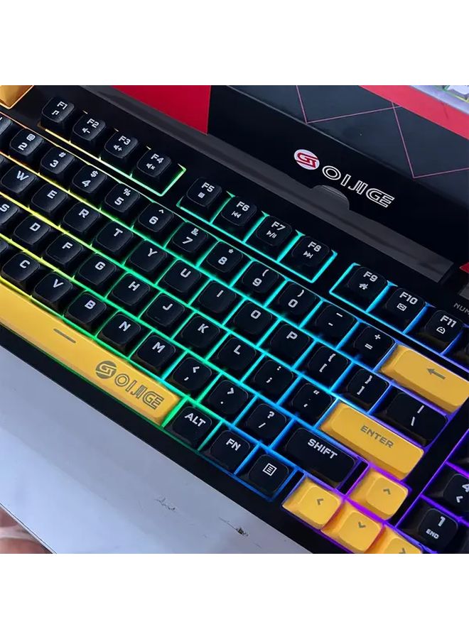 لوحة مفاتيح الألعاب الميكانيكية البيضاء 98 مفتاحًا بإضاءة خلفية RGB ومنفذ USB-C سلكية ومقبض وسائط ومفاتيح هادئة - Image 3
