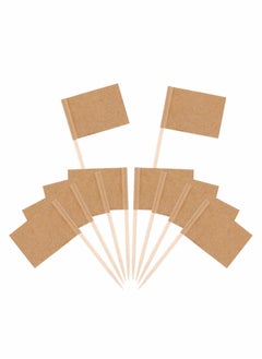 Excefore Toothpick Flags, 200 Pcs Kraft Checkered Toothpick Flags Brown Mini Food Labels Flags for Party Food Cupcake Decoration Picks Cheese Markers for Cupcake, Food, Fruit, Party Decorations  - Image 1
