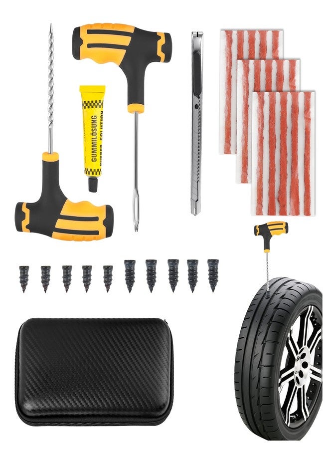 YGDMD 30PCS Car Tire Plug Kit,Essential Car Emergency Flat Tire Repair Kit Contains Drill/Rubber Repairs Screws/Cars Tires Repair Plugs,Professional Tubeless Tires Patch Kits for Cars - Image 1