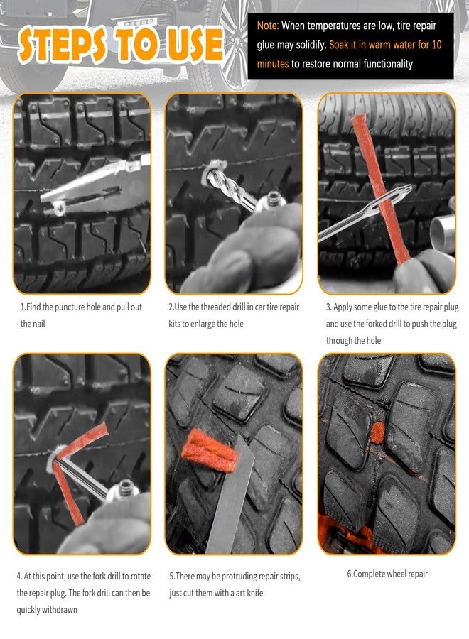 YGDMD 30PCS Car Tire Plug Kit,Essential Car Emergency Flat Tire Repair Kit Contains Drill/Rubber Repairs Screws/Cars Tires Repair Plugs,Professional Tubeless Tires Patch Kits for Cars - Image 5