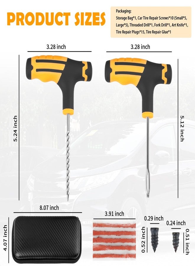 YGDMD 30PCS Car Tire Plug Kit,Essential Car Emergency Flat Tire Repair Kit Contains Drill/Rubber Repairs Screws/Cars Tires Repair Plugs,Professional Tubeless Tires Patch Kits for Cars - Image 2