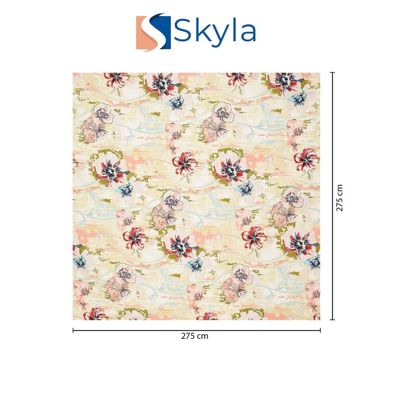 Skyla 100% Cotton 400 TC Double Bedsheet with 2 Pillow Covers, Soft and Smooth Full Length King Size (Bedsheet Size 275x275 CM. Pillow Cover Size 46x69+5 CM) (Saffron & Teal) - Image 3