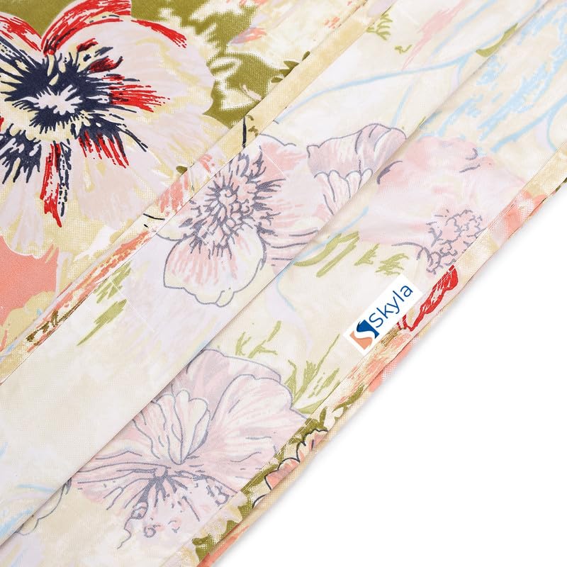 Skyla 100% Cotton 400 TC Double Bedsheet with 2 Pillow Covers, Soft and Smooth Full Length King Size (Bedsheet Size 275x275 CM. Pillow Cover Size 46x69+5 CM) (Saffron & Teal) - Image 4
