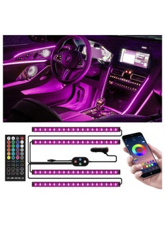 Sumkyle RGB LED Interior Car Lights APP Control Smart Car Lights with DIY & Music Mode Waterproof Interior Car Lights with 4 PCS 72LEDS RGB Under Dash Car LED Lights with Car Charger DC 12V  - Image 1