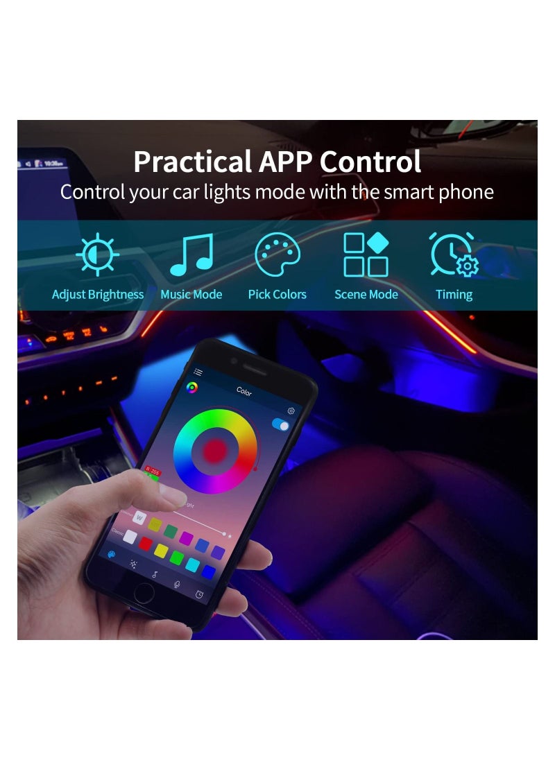 Sumkyle - RGB LED Interior Car Lights APP Control Smart Car Lights with DIY & Music Mode Waterproof Interior Car Lights with 4 PCS 72LEDS RGB Under Dash Car LED Lights with Car Charger DC 12V - Image 1