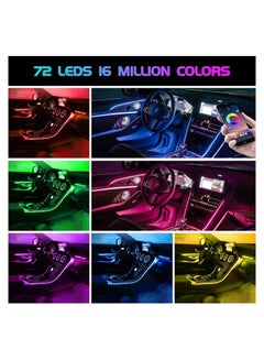 Sumkyle RGB LED Interior Car Lights APP Control Smart Car Lights with DIY & Music Mode Waterproof Interior Car Lights with 4 PCS 72LEDS RGB Under Dash Car LED Lights with Car Charger DC 12V  - Image 3