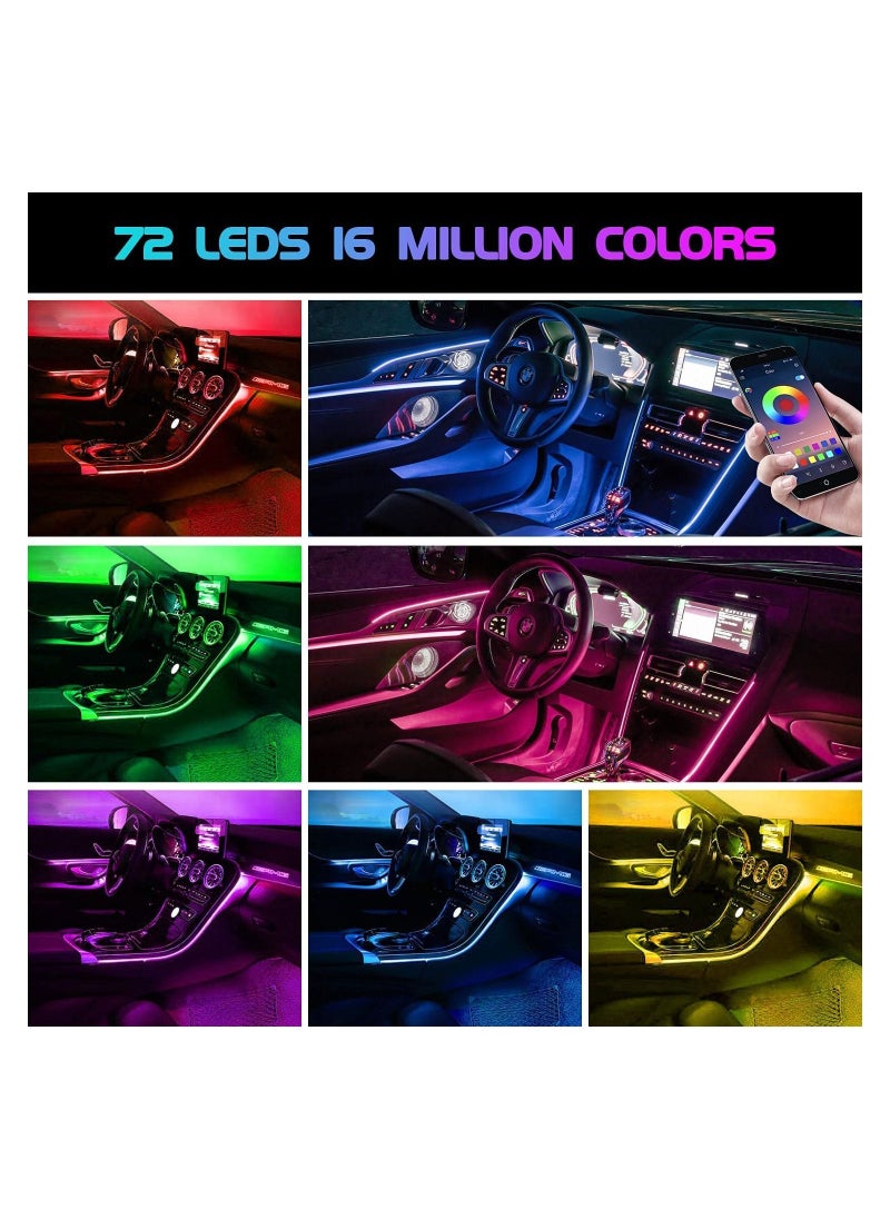Sumkyle - RGB LED Interior Car Lights APP Control Smart Car Lights with DIY & Music Mode Waterproof Interior Car Lights with 4 PCS 72LEDS RGB Under Dash Car LED Lights with Car Charger DC 12V - Image 1