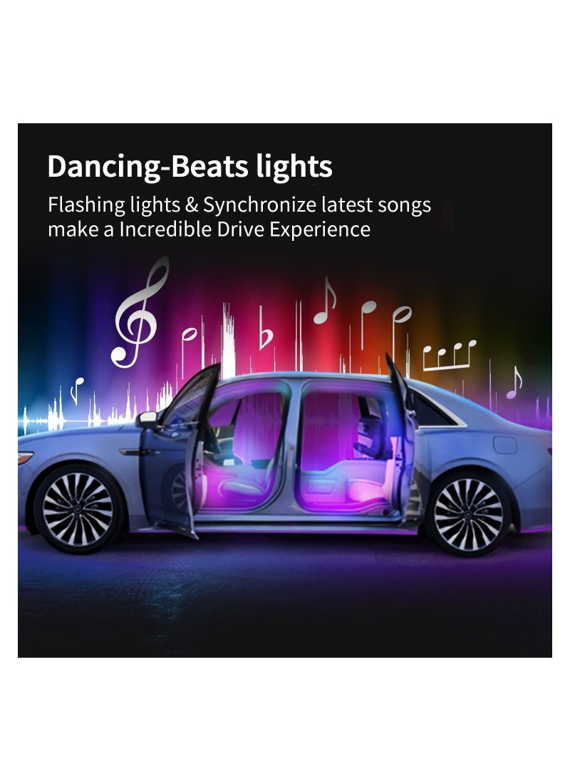 Sumkyle - RGB LED Interior Car Lights APP Control Smart Car Lights with DIY & Music Mode Waterproof Interior Car Lights with 4 PCS 72LEDS RGB Under Dash Car LED Lights with Car Charger DC 12V - Image 1