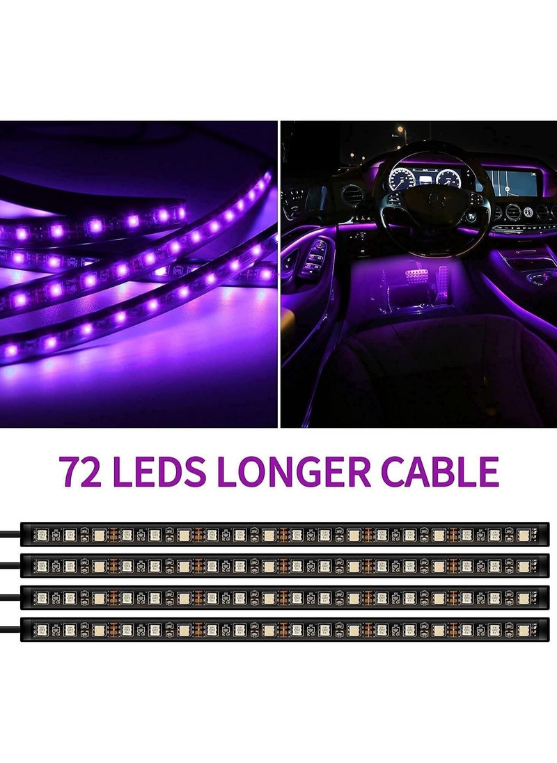 Sumkyle - RGB LED Interior Car Lights APP Control Smart Car Lights with DIY & Music Mode Waterproof Interior Car Lights with 4 PCS 72LEDS RGB Under Dash Car LED Lights with Car Charger DC 12V - Image 1