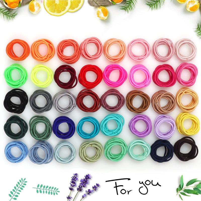 WillingTee 400PCS Multicolor Hair Ties, No Crease Elastic Ponytail Holders, 2CM Finger Hair Accessories for Girls - Image 3