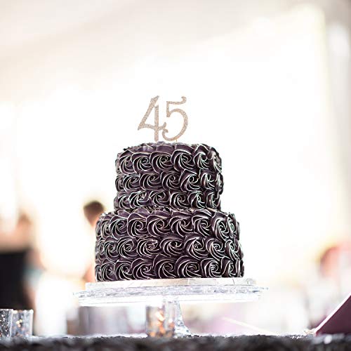 LINGPAR 45 Years Birthday Cake Topper - New Best Crystal Rhinestone 45th Wedding Anniversary Or 45 Years Old Cake Topper Party Decoration Gold - Image 5