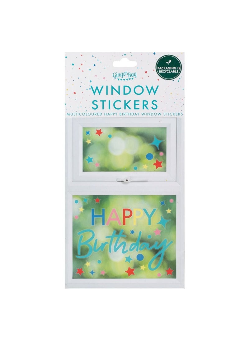 Ginger Ray Happy Birthday Window Stickers Plastic Multicolor 30cm - Image 3