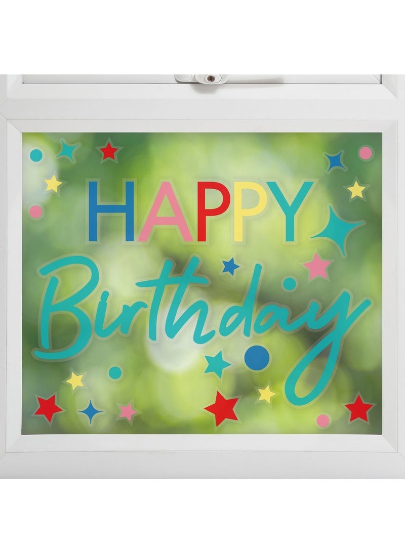 Ginger Ray Happy Birthday Window Stickers Plastic Multicolor 30cm - Image 1