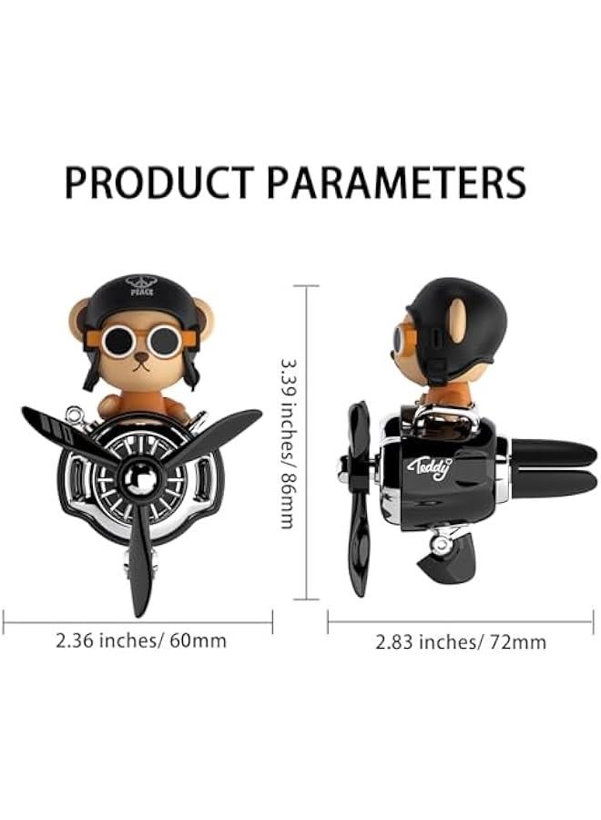 Generic Pilot Car Air Freshener, Cute Bear Car Vent Clip Air Freshener Automotive Air Outlet Fan Diffuser, Automotive Interiors Vent Decoration (Shake Head Style - Black)  - Image 2