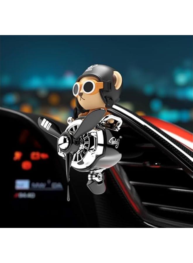 Generic Pilot Car Air Freshener, Cute Bear Car Vent Clip Air Freshener Automotive Air Outlet Fan Diffuser, Automotive Interiors Vent Decoration (Shake Head Style - Black)  - Image 3