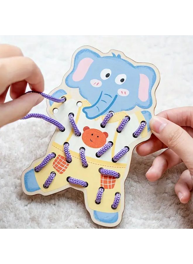 Wooden Dinosaur Rope Toy Animal Threading Game Hand Eye Coordination Skill Development Gift for Kids - Image 5
