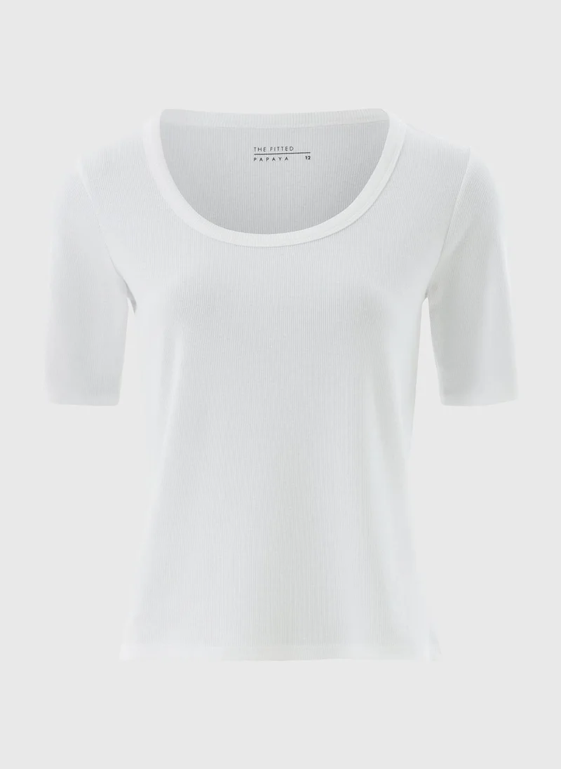 Matalan White Scoop Neck Fitted T-Shirt