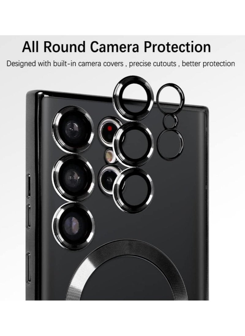 Raxoom Magnetic Clear Case for Samsung Galaxy S23 Ultra with Camera Lens Protector Magsafe Compatible Electroplated Soft TPU Shockproof Anti-Scratch Phone Case - Image 2