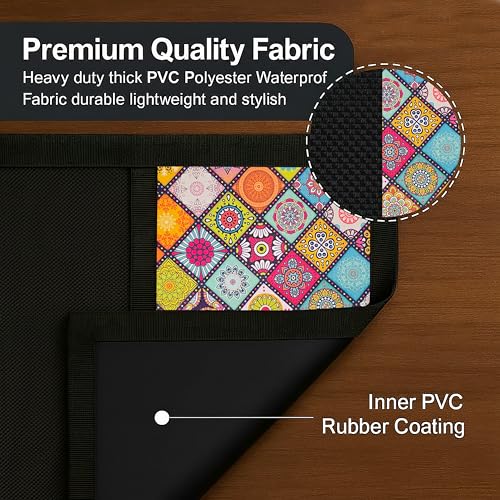 Fancy Walas Refrigerator Double Door Waterproof, Dustproof, Refrigerator Top Cover, Protective Covers for Fridges with Extra Storage Space Nylon Top Cover with 6 Storage Pockets ( Multi, 170 x 65 cm ) - Image 2