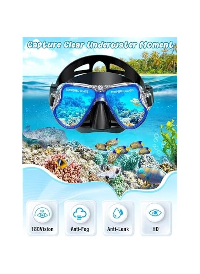 TRASSLE Mask Fins Snorkel Set Adults Men Women, Swim Goggles Panoramic View Anti-Fog Anti-Leak Dry Top Snorkel and Dive Flippers Kit with Gear Bag for Snorkeling Swimming Scuba Diving  - Image 2