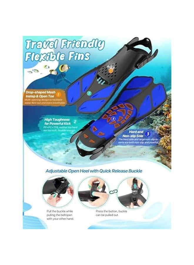 TRASSLE Mask Fins Snorkel Set Adults Men Women, Swim Goggles Panoramic View Anti-Fog Anti-Leak Dry Top Snorkel and Dive Flippers Kit with Gear Bag for Snorkeling Swimming Scuba Diving  - Image 4