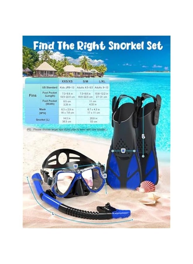 TRASSLE Mask Fins Snorkel Set Adults Men Women, Swim Goggles Panoramic View Anti-Fog Anti-Leak Dry Top Snorkel and Dive Flippers Kit with Gear Bag for Snorkeling Swimming Scuba Diving  - Image 5