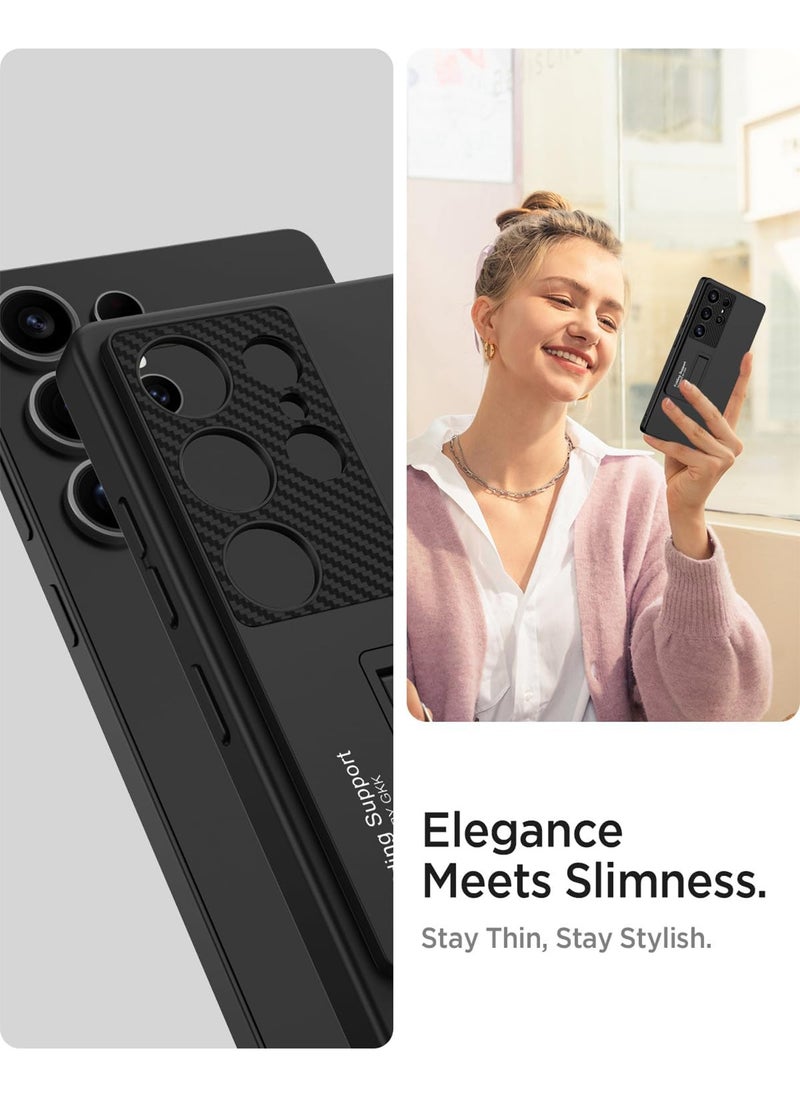 Aookay for S25 Ultra Case with Kickstand, Slim Case S25 Ultra [Camera Lens Full Protection][12FT Mil-Grade Protection] Shockproof Anti-Slip Matte Hard Cases for Samsung S25 Ultra (Black)  - Image 5
