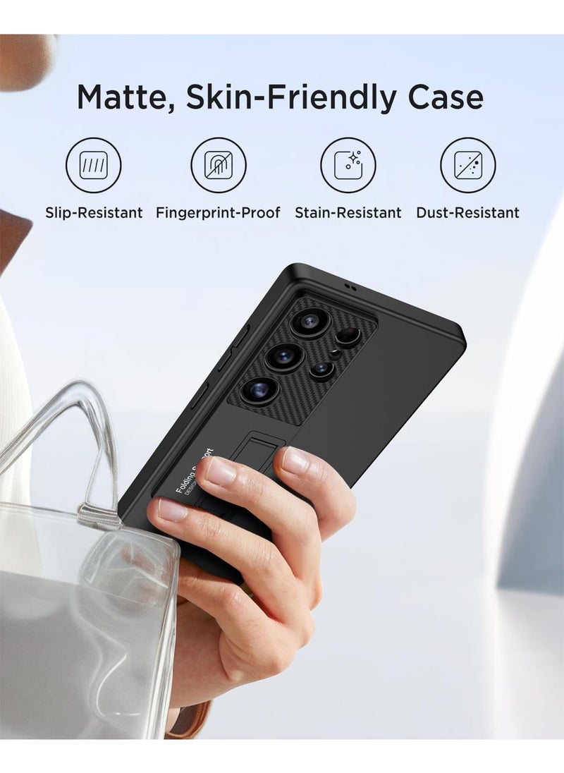Aookay for S25 Ultra Case with Kickstand, Slim Case S25 Ultra [Camera Lens Full Protection][12FT Mil-Grade Protection] Shockproof Anti-Slip Matte Hard Cases for Samsung S25 Ultra (Black)  - Image 3