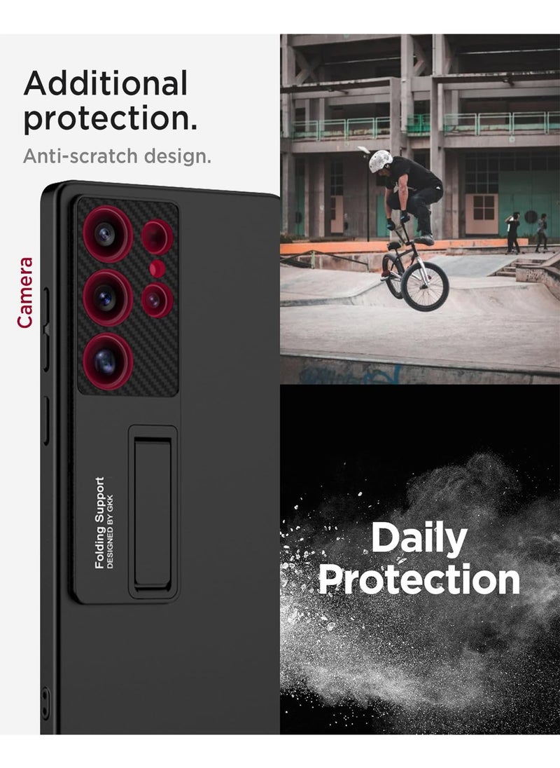 Aookay for S25 Ultra Case with Kickstand, Slim Case S25 Ultra [Camera Lens Full Protection][12FT Mil-Grade Protection] Shockproof Anti-Slip Matte Hard Cases for Samsung S25 Ultra (Black)  - Image 4