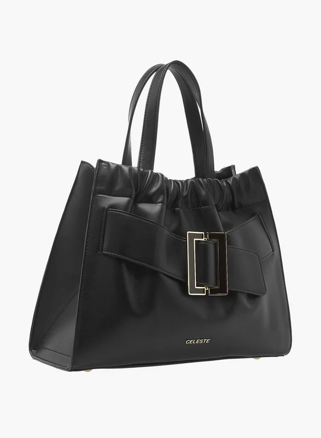 Celeste Buckle Detail Tote Bag with Adjustable Strap and Zip Closure