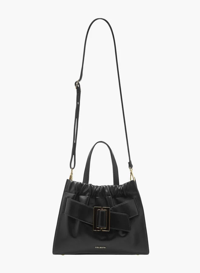 Celeste Buckle Detail Tote Bag with Adjustable Strap and Zip Closure