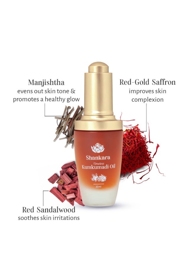Shankara Ayurvedic Kumkumadi Oil (Tailam) with Saffron & Red Sandalwood | Elixir for Glowing Skin with Pure Essential Oils | Natural Radiance & Youthful Complexion | All Skin Types | 30ml - Image 3