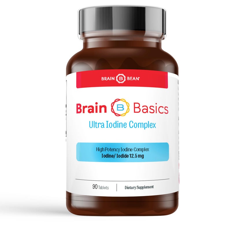 Brain Basics Ultra Iodine Complex Supplement for Thyroid Support Iodine and Potassium Iodide in One Iodine Supplement for Thyroid and Brain Health 125 mg Iodine and Potassium Iodide 90 Tablets
